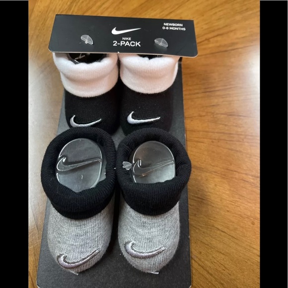 Nike Other - Nike Booties Crib Shoes Socks Baby Boy SZ Newborn 0/6 Mo Grey Black White NWT